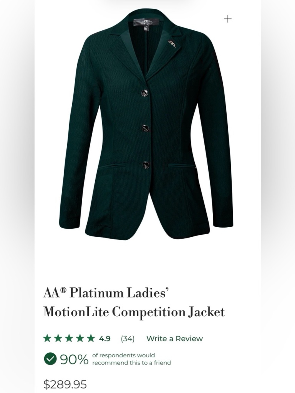 AA Platinum Ladies’ MotionLite Competition Jacket